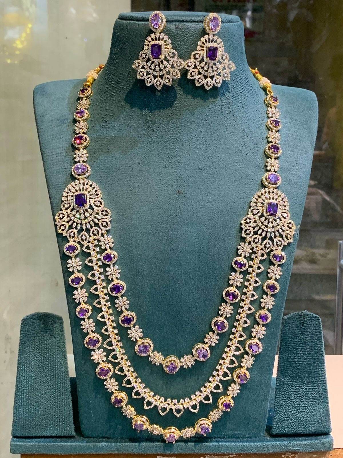 American Diamond Stones Bridal Layer Haram - Nakshatra Jewels