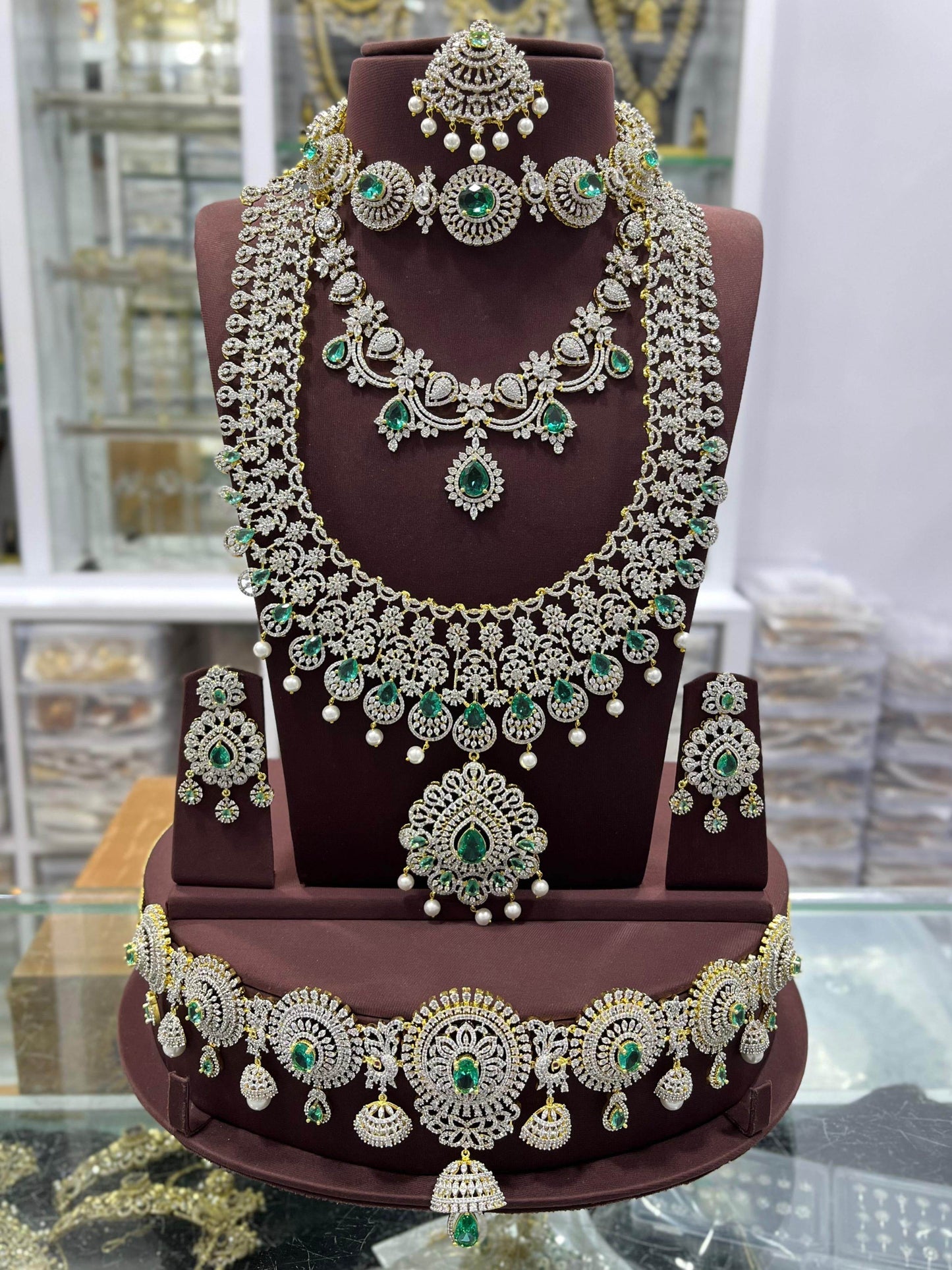 American Diamond Stones Bridal Combo Set - Nakshatra Jewels