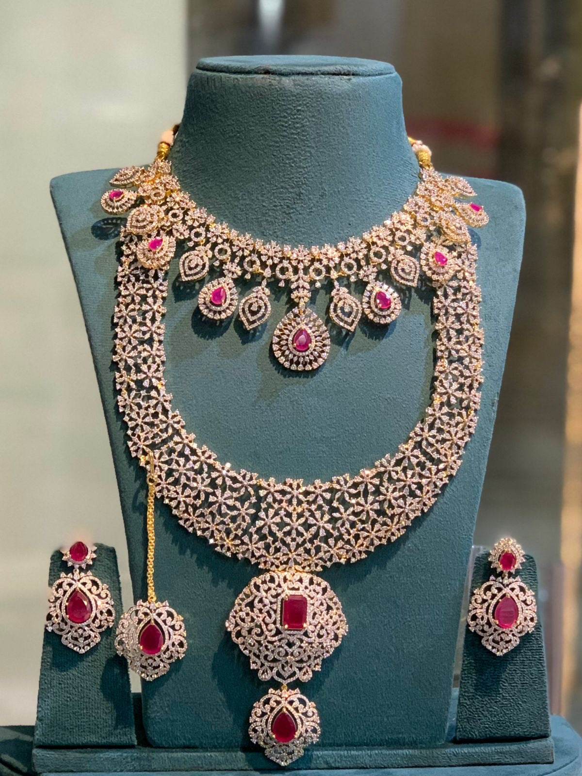 American Diamond Stones Bridal Combo Set - Nakshatra Jewels