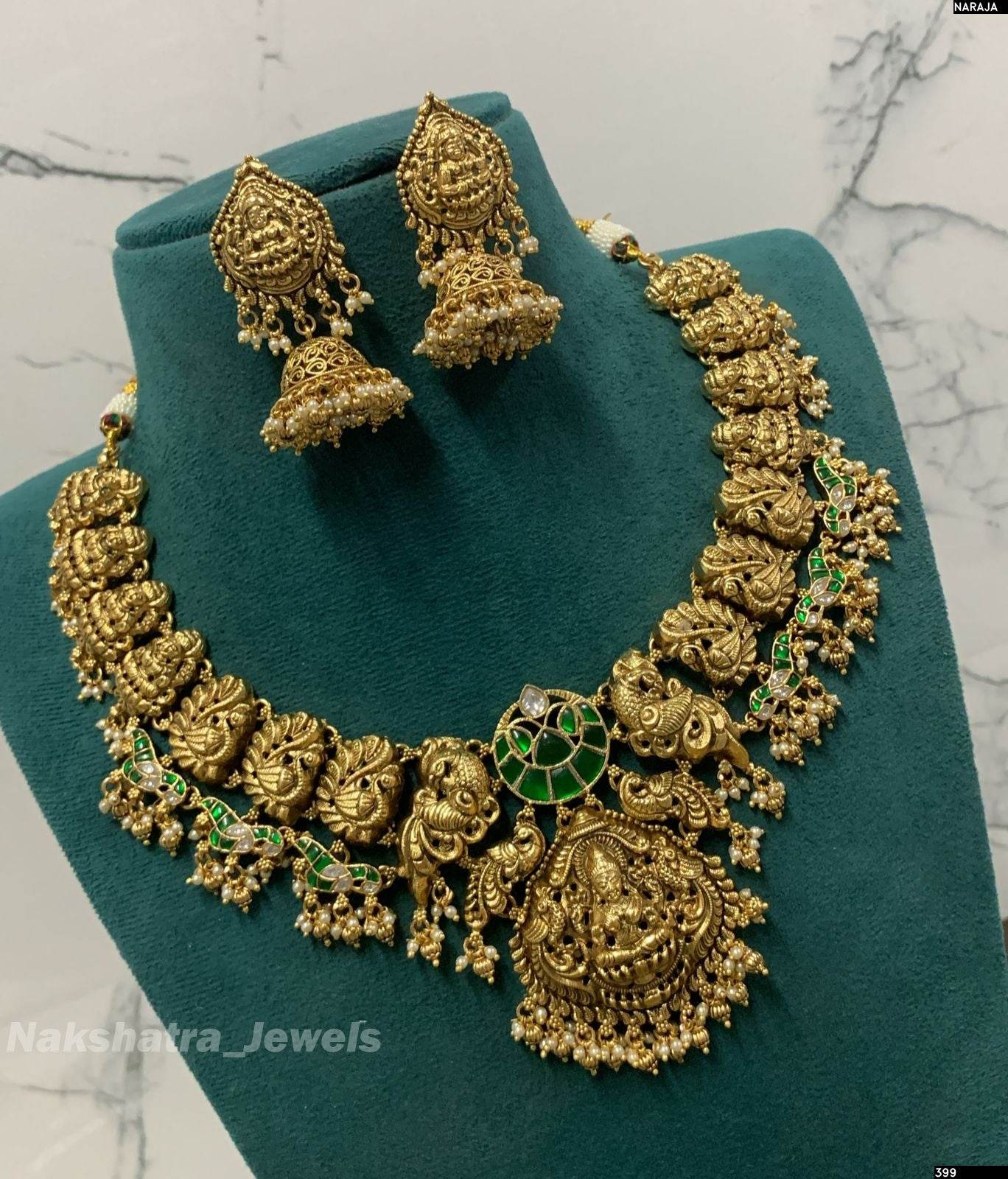 Nakshi Work with Kundan Stones Necklace - Nakshatra Jewels