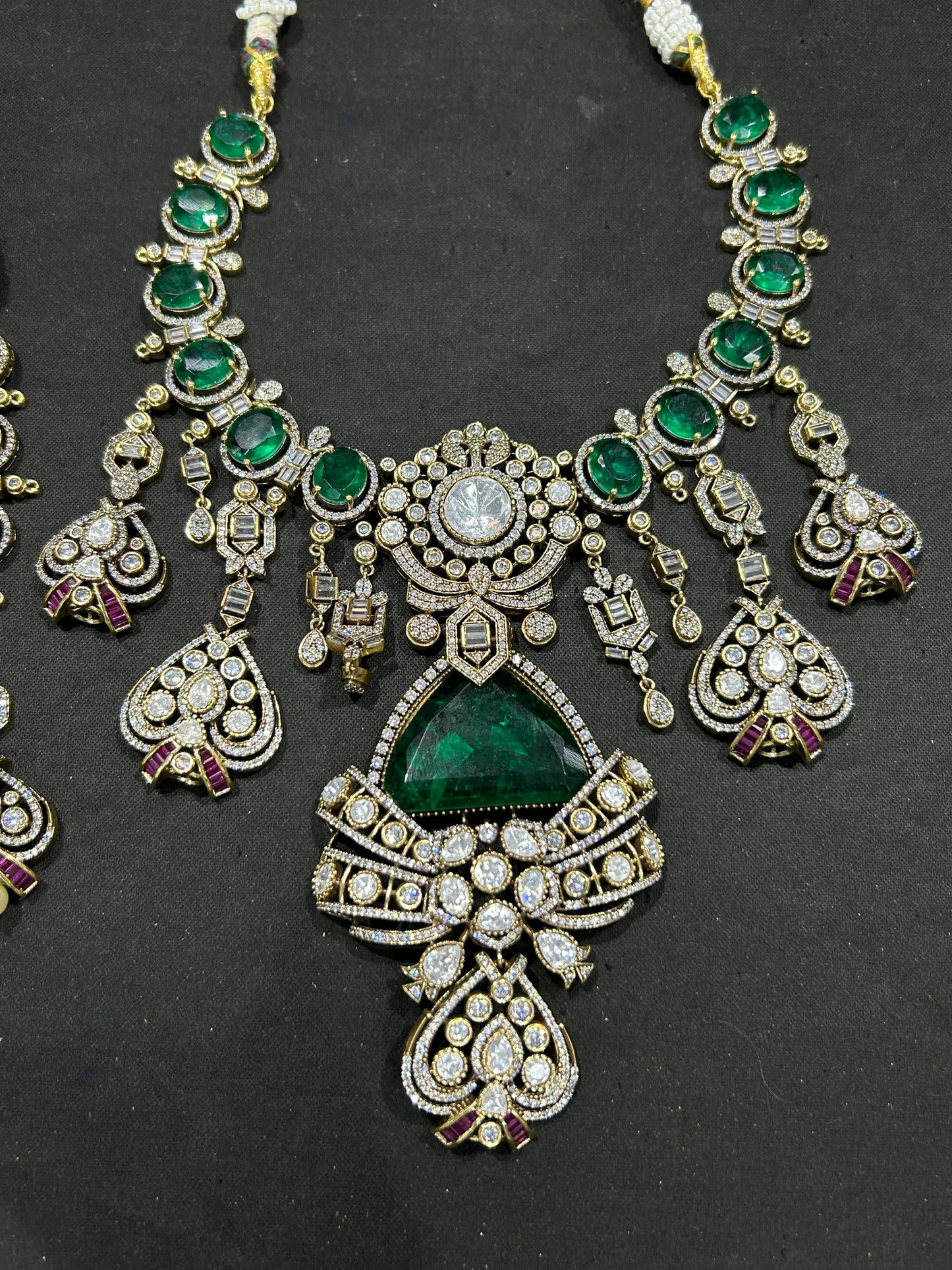 Moissanite and Doublet Stones Bridal Necklace