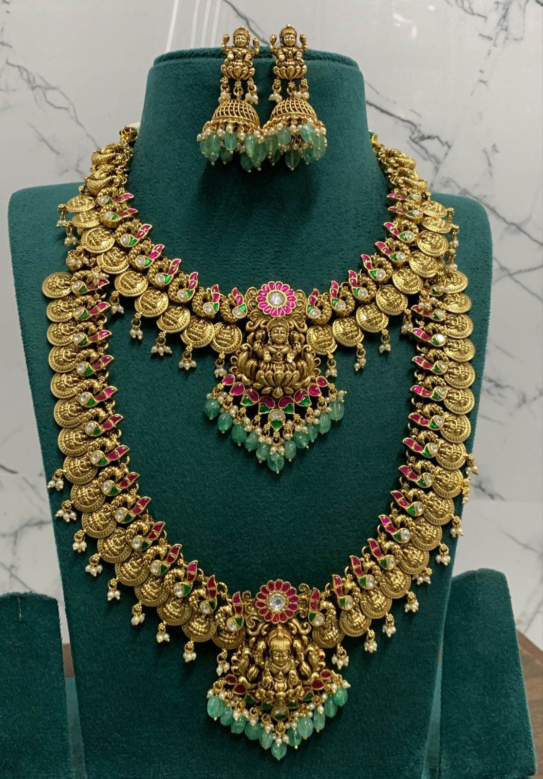 Nakshi Work with Jaadu Kundan Stones Bridal Combo Set - Nakshatra Jewels