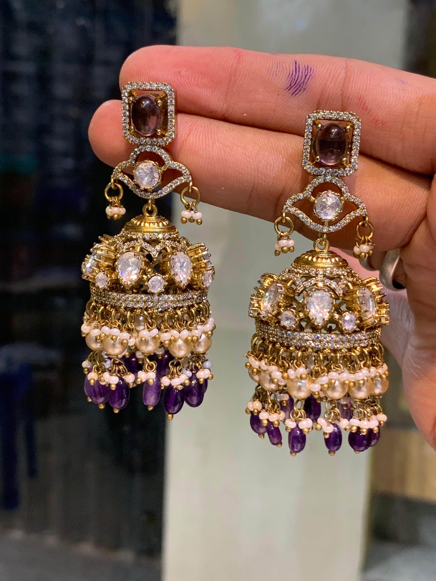 Mossianite Stones Bridal Earrings - Nakshatra Jewels