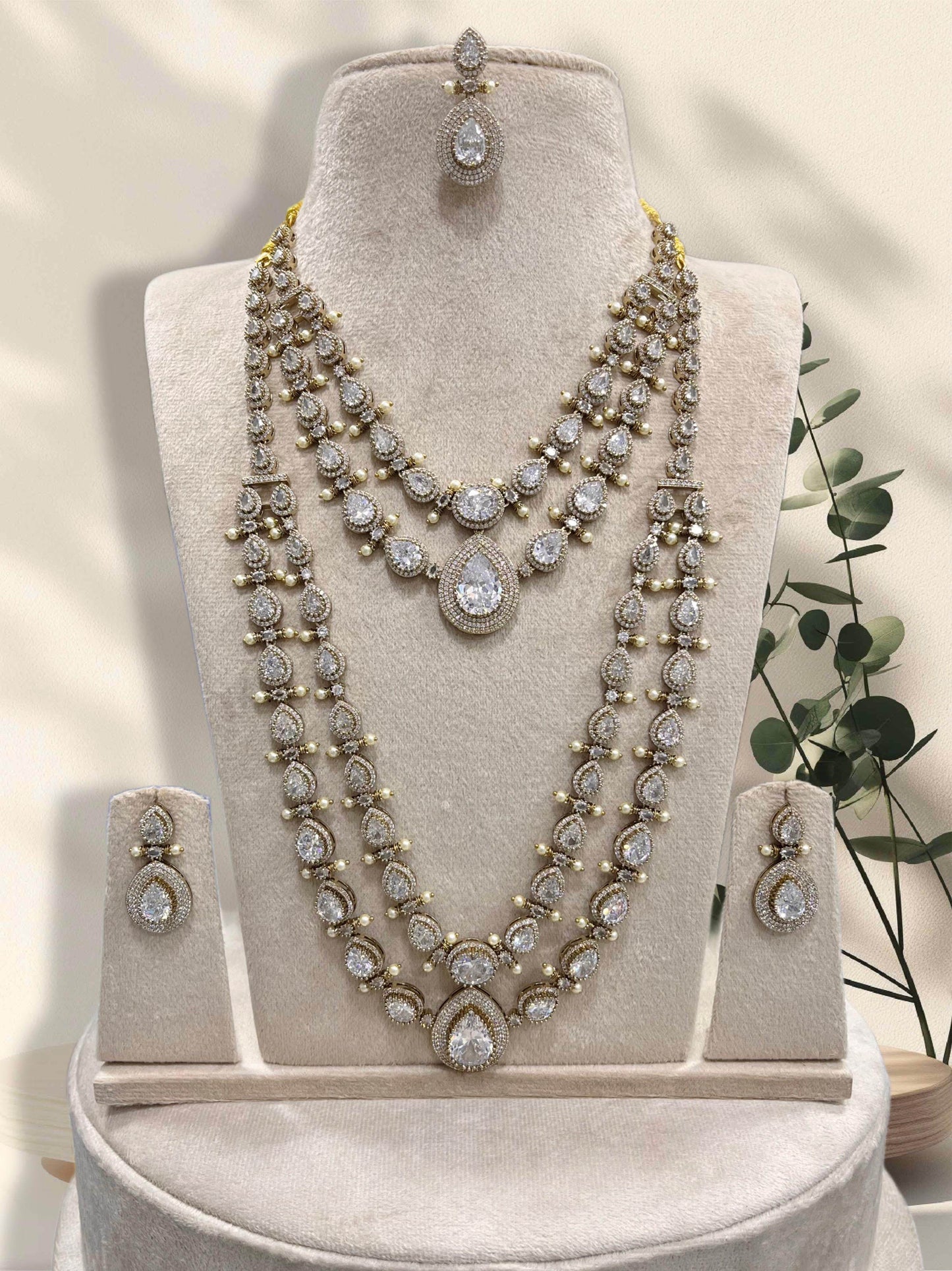 Victorian Polish with AD Stones Layer combo set - Nakshatra Jewels
