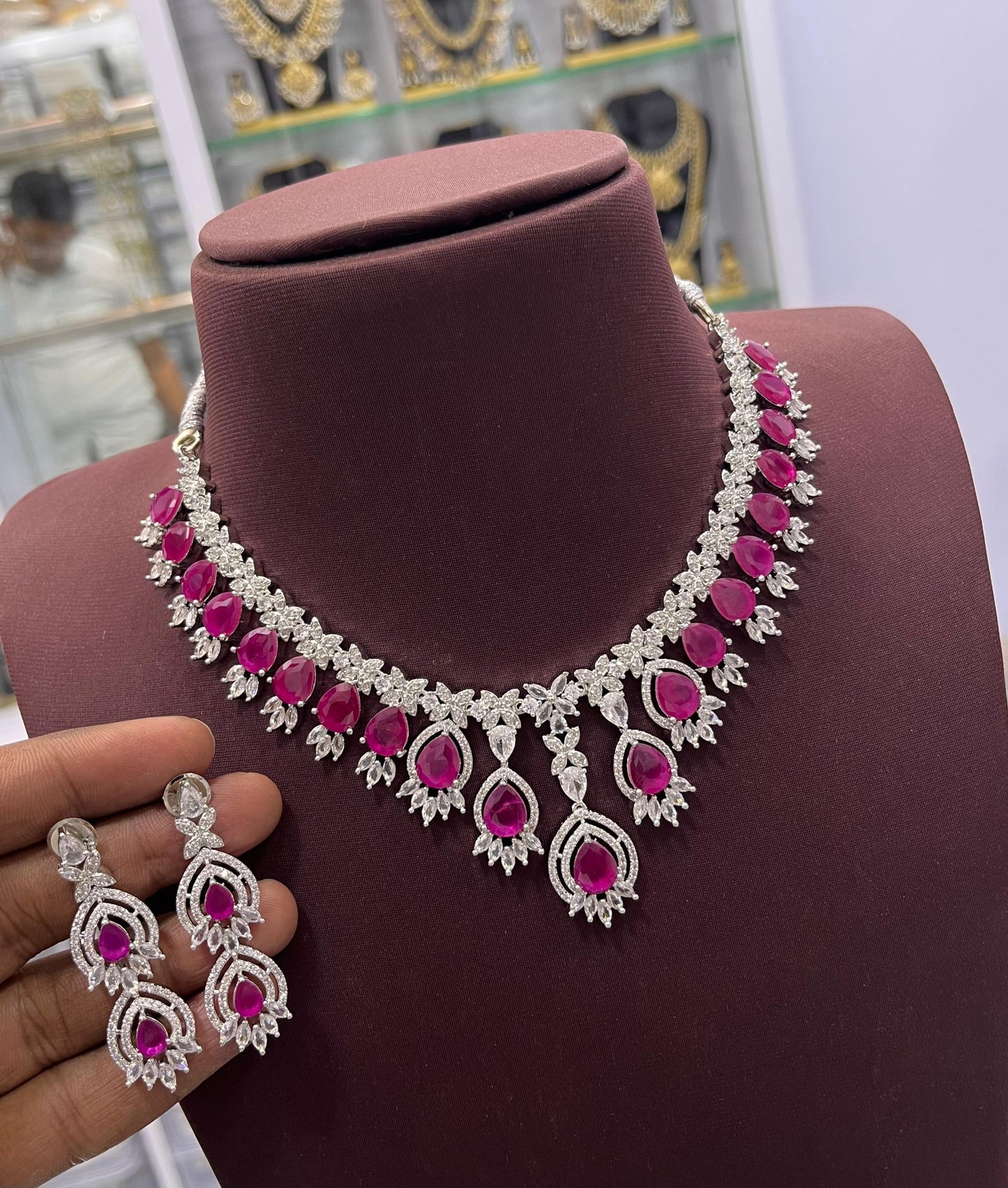 AD Stones Necklace (Silver Polish)