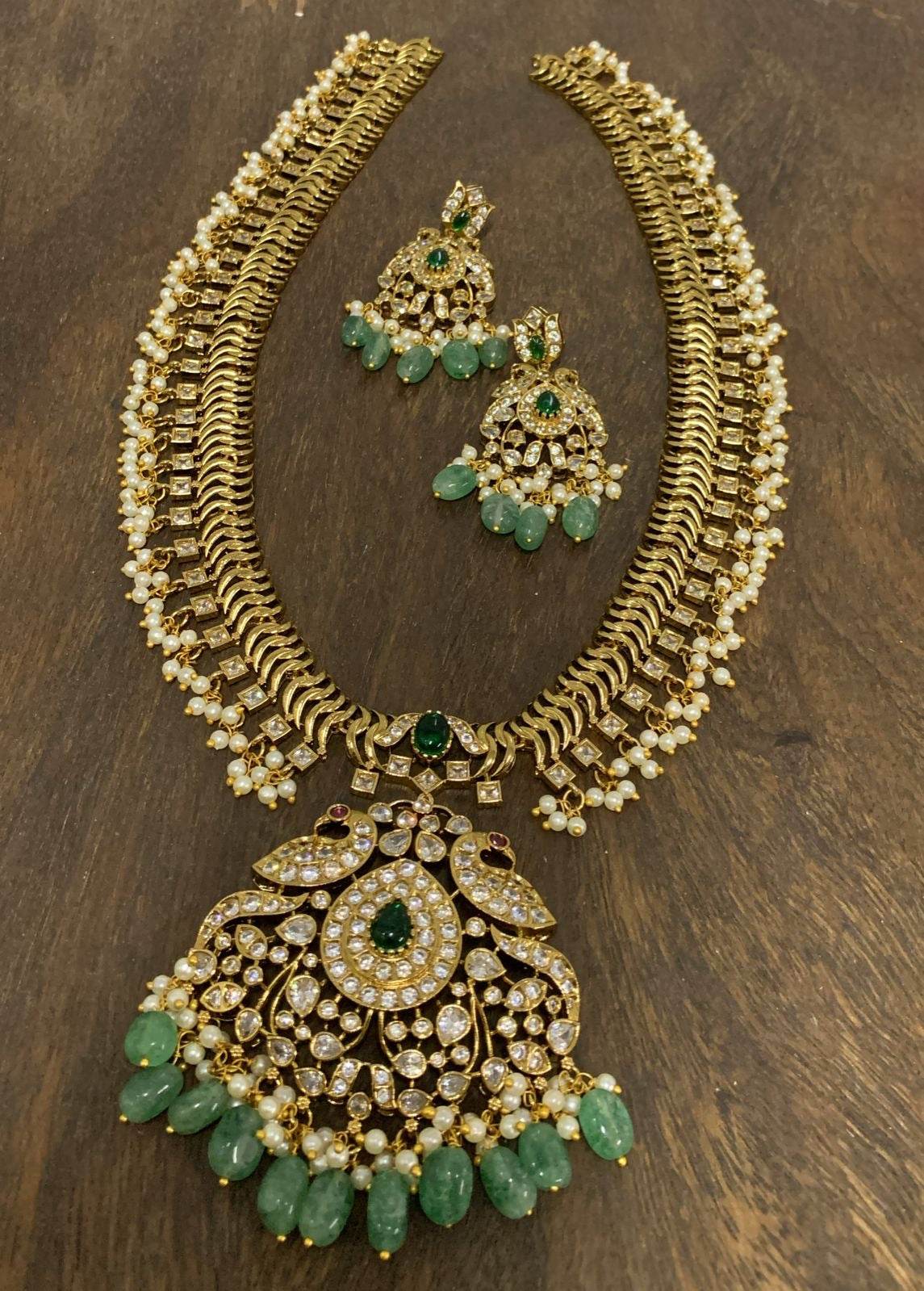 Victorian Polish with AD Stones Haram - Nakshatra Jewels