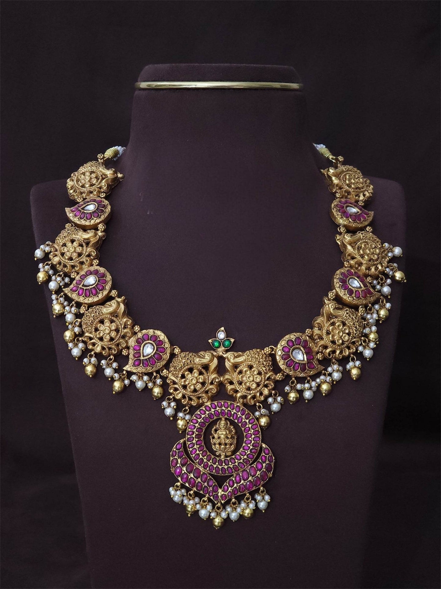 Nakshi Work with Jaadu Kundan Stones Bridal Necklace - Nakshatra Jewels