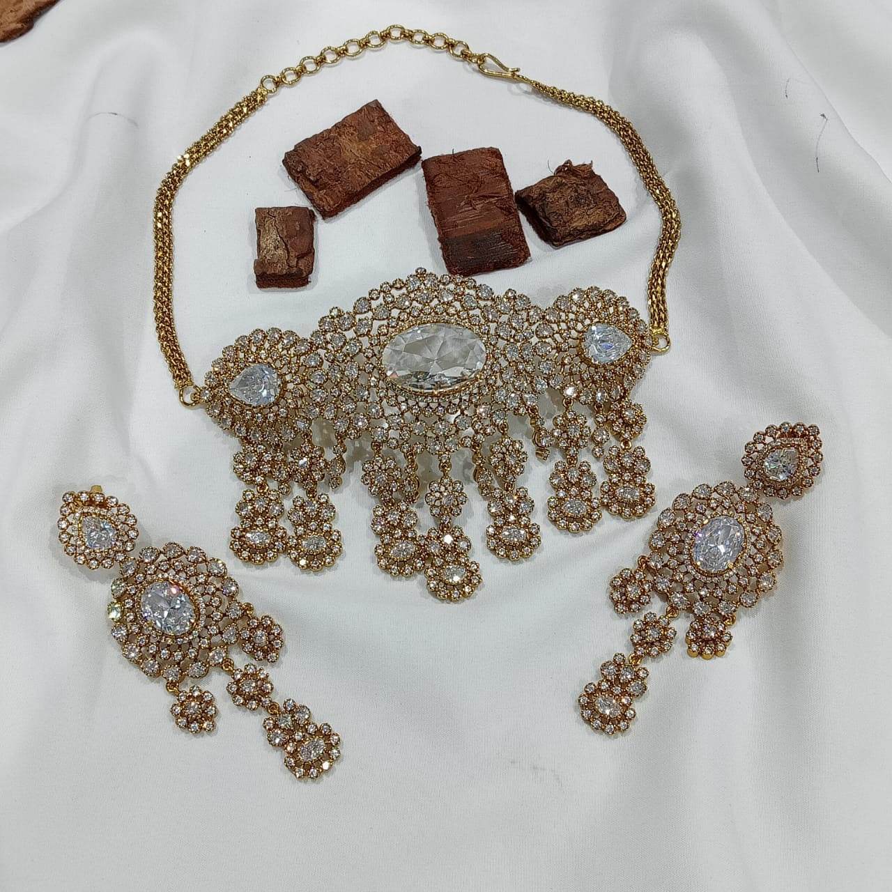 Victorian Polish with AD Stones Choker - Nakshatra Jewels