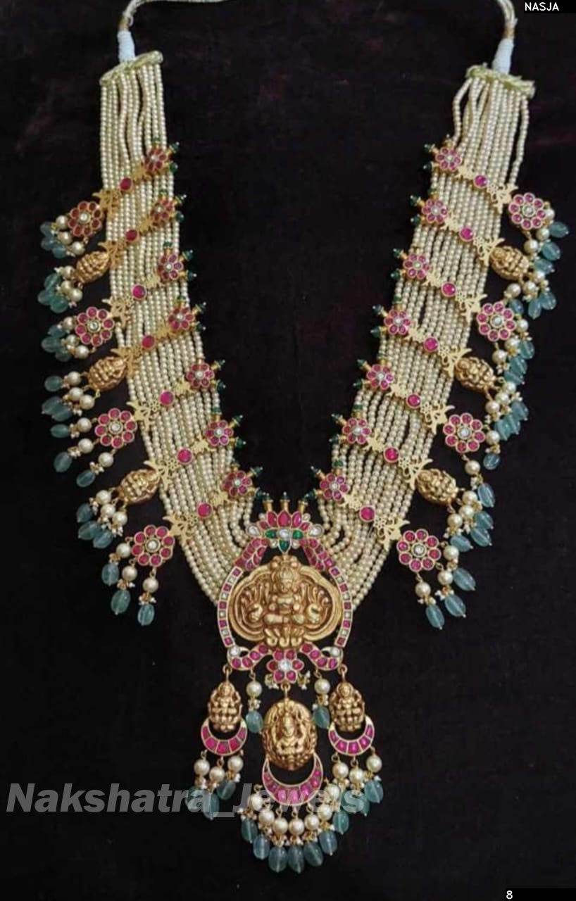 Jaadu Kundan Stones with Nagasi Work Beads Haram - Nakshatra Jewels
