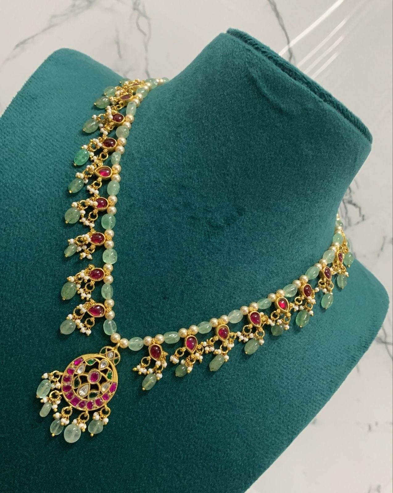 Jadau Kundan Stones Bridal Necklace - Nakshatra Jewels