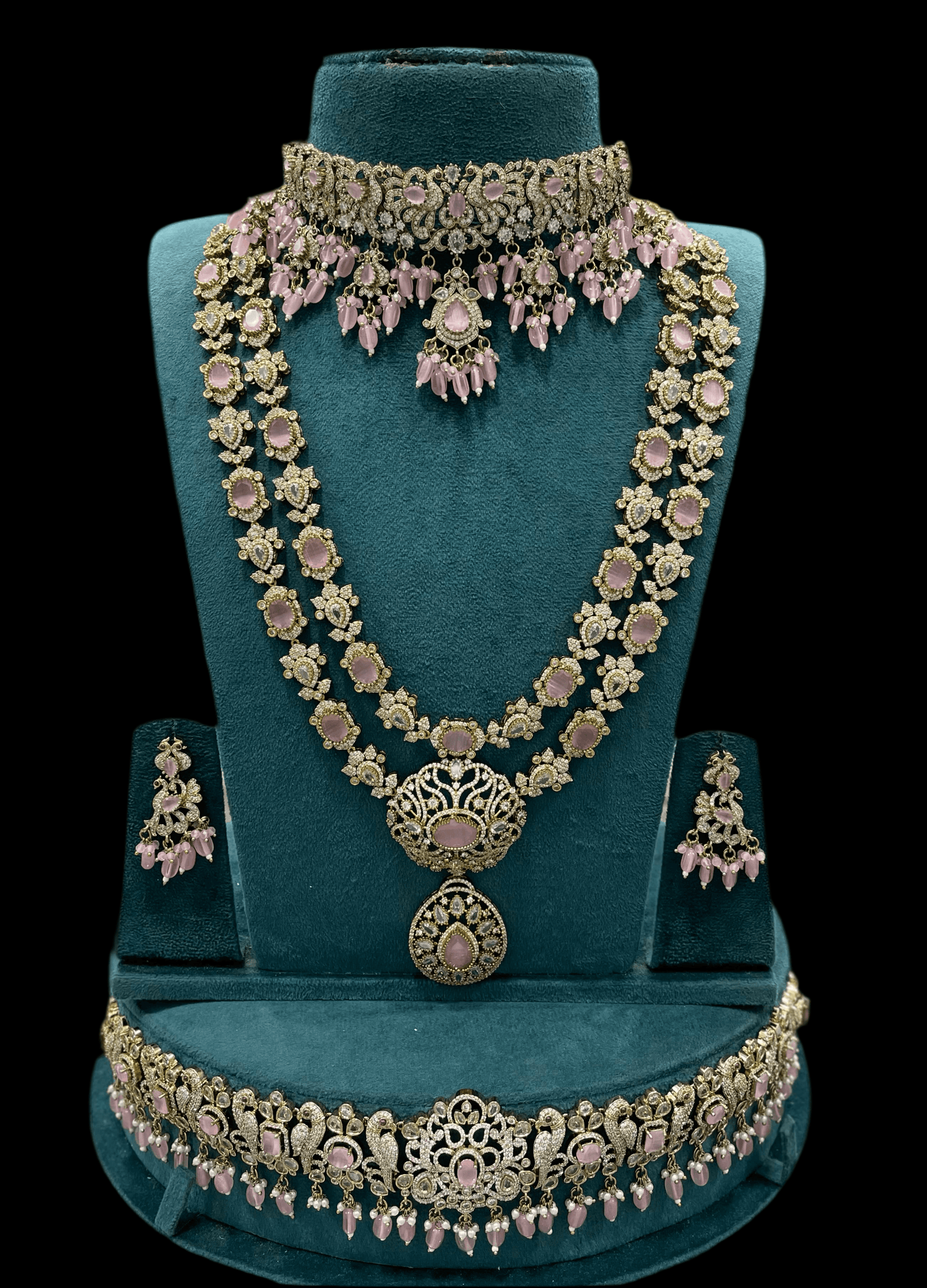 Victorian Polish AD Stones Bridal Set - Nakshatra Jewels