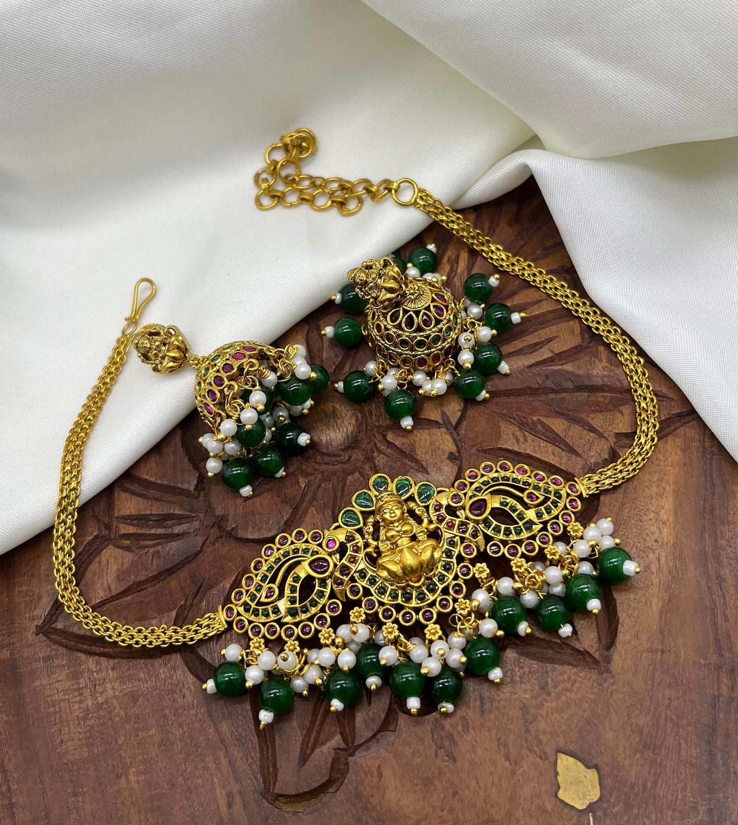Premium Matt with Kempu Stones Choker - Nakshatra Jewels