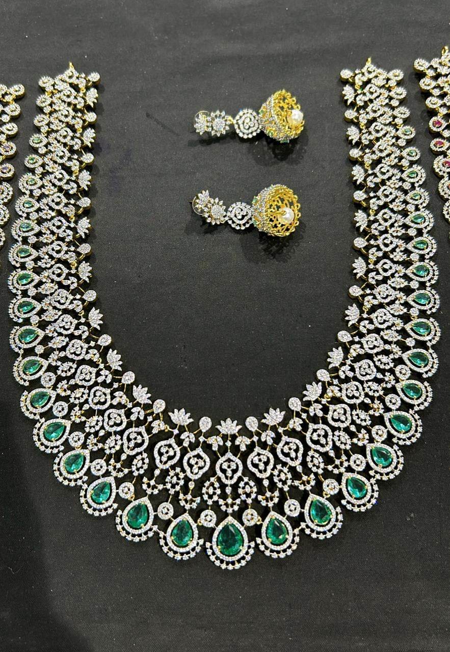 American Diamond Stones Bridal Haram - Nakshatra Jewels