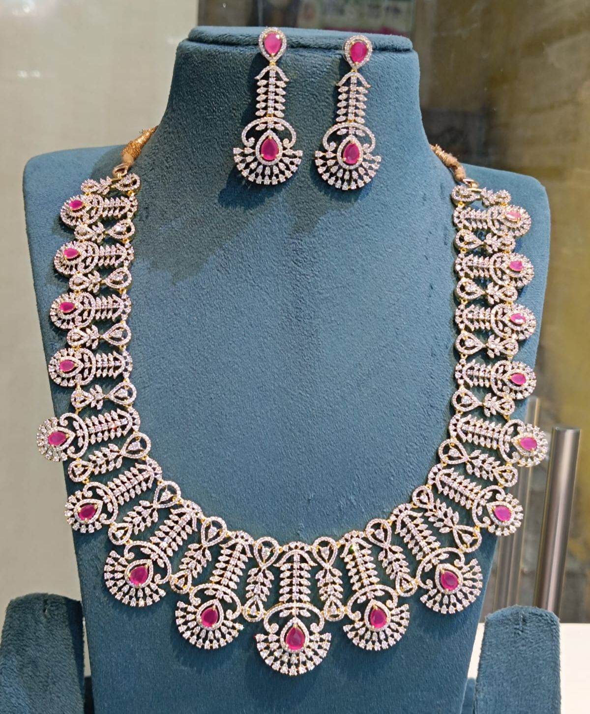 American Diamond Stones Bridal Haram - Nakshatra Jewels