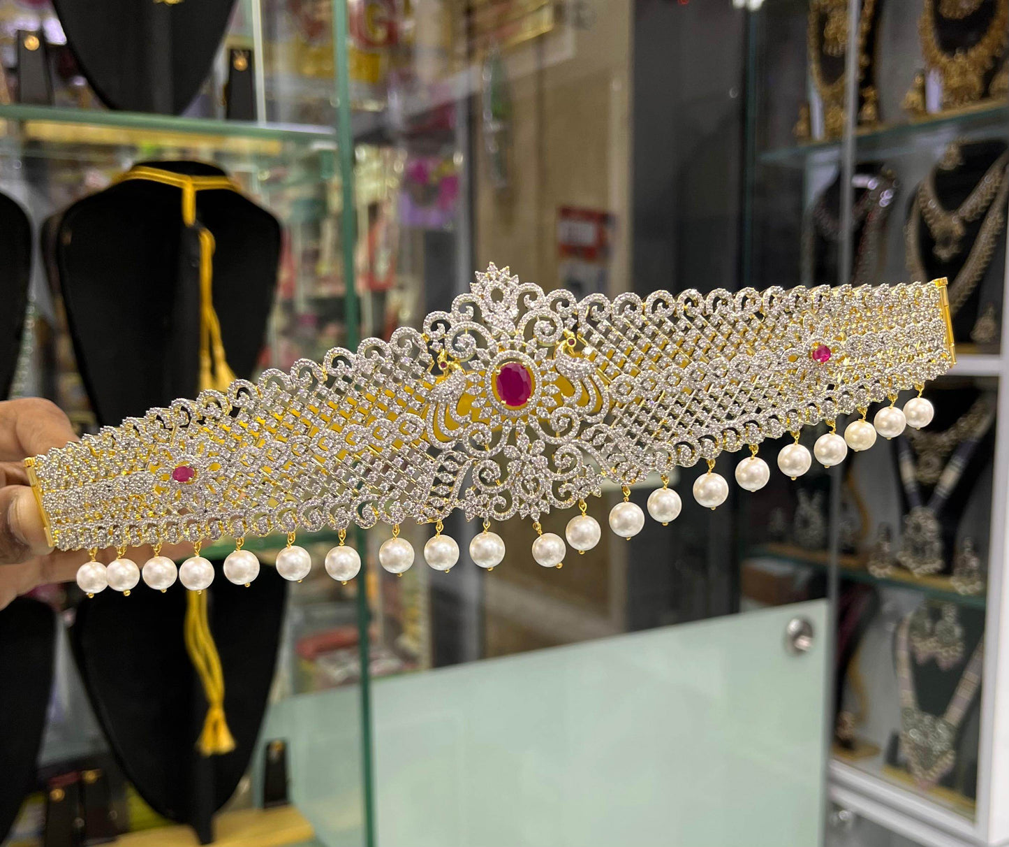 American Diamond Stones Bridal Hip Belt - Nakshatra Jewels