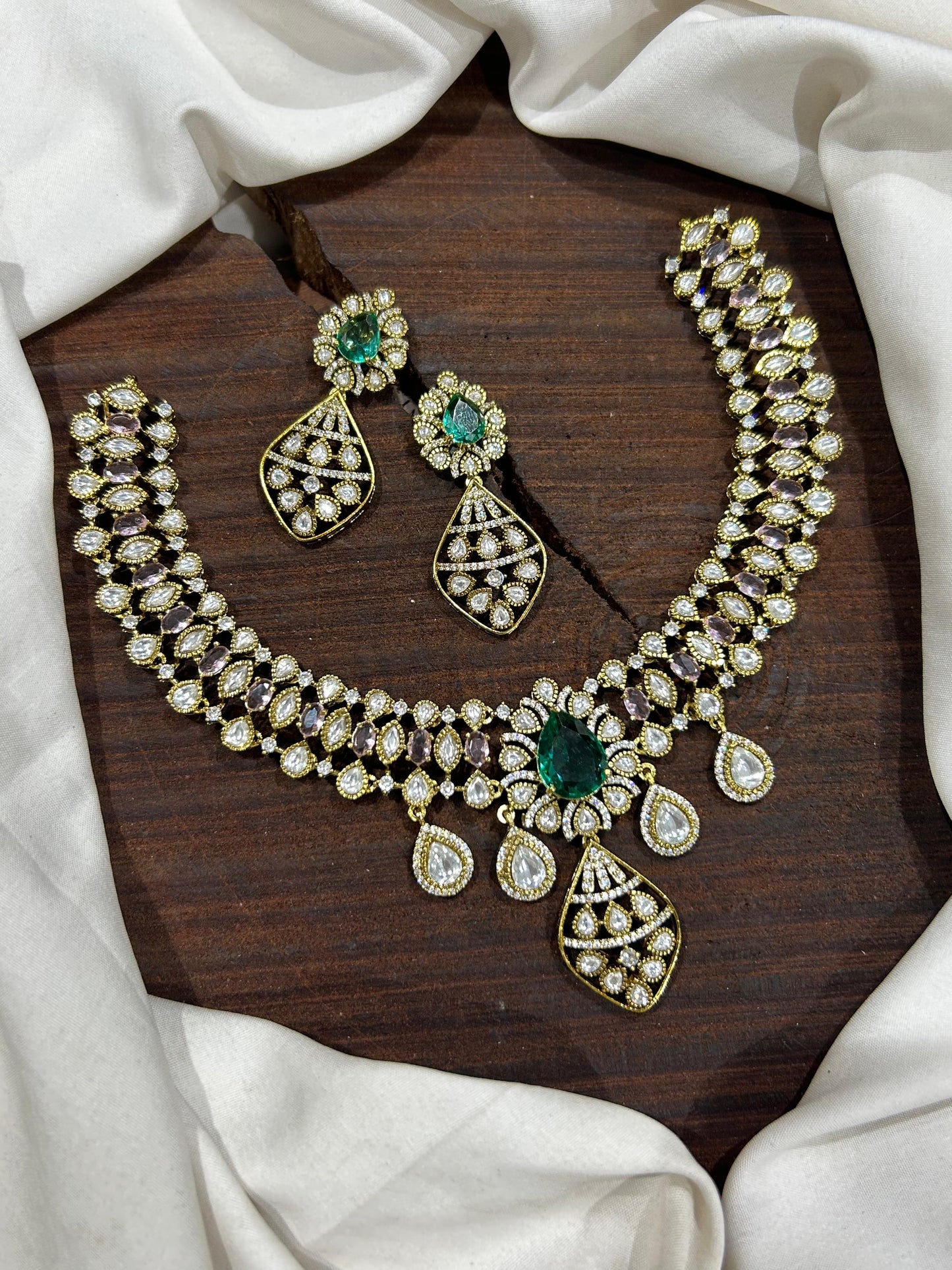 Victorian Polish with AD Stone Necklace