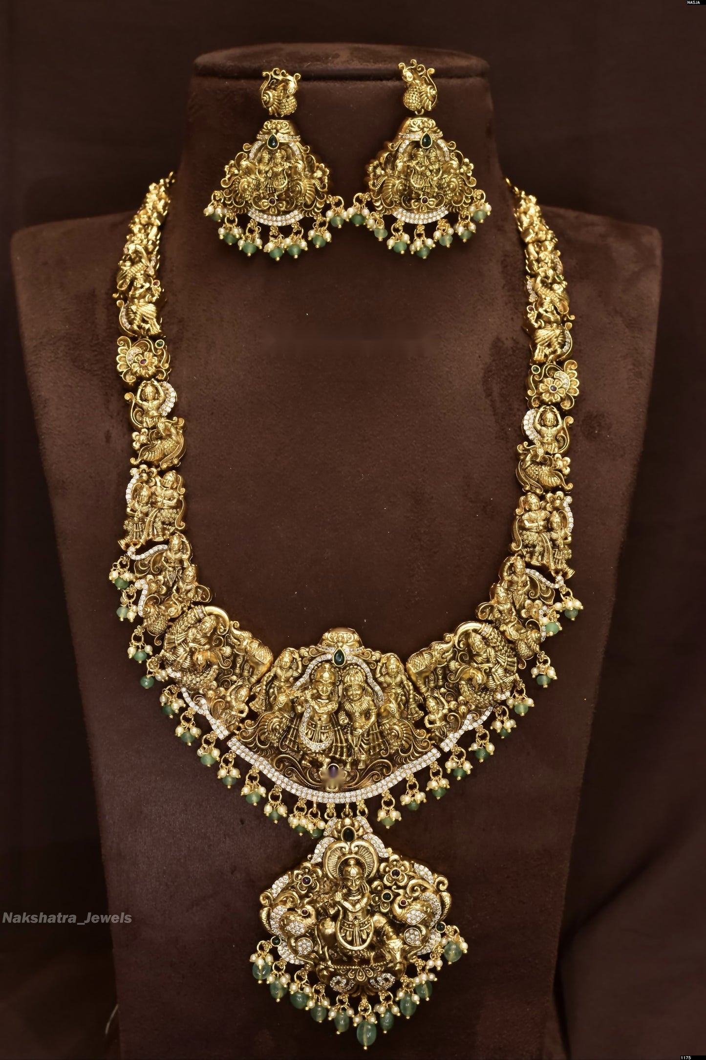 Nakshi Work with Kempu Stones Bridal Haram