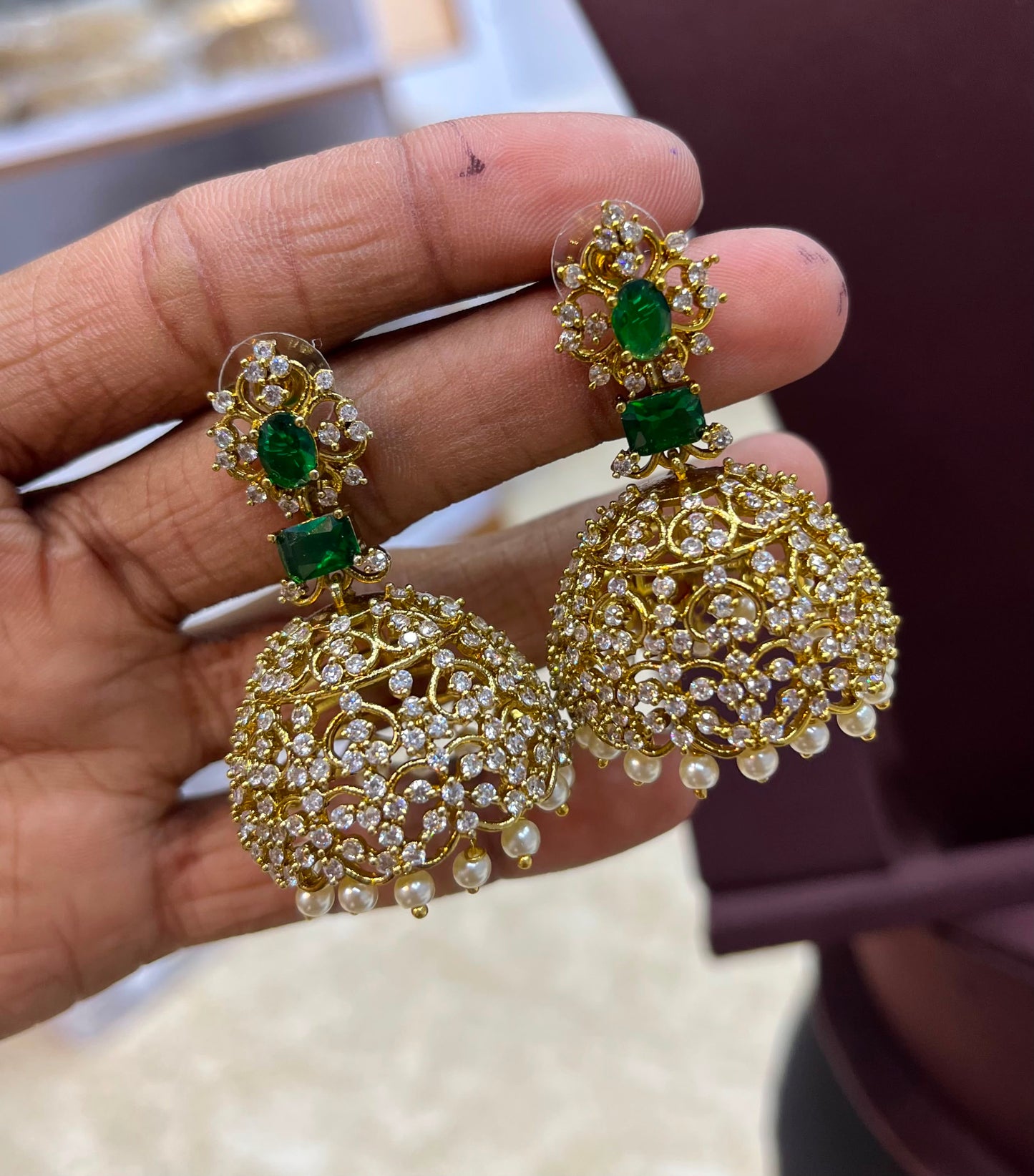 Victorian Polish AD Stone Earrings