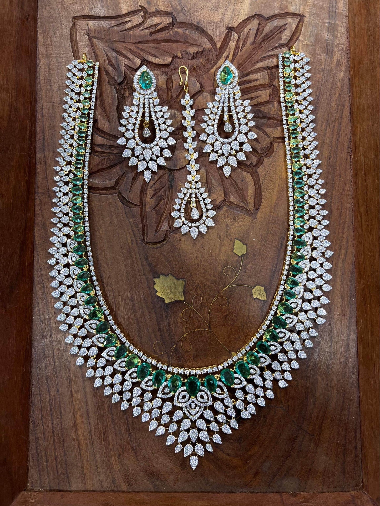 American Diamond Stones Bridal Haram - Nakshatra Jewels