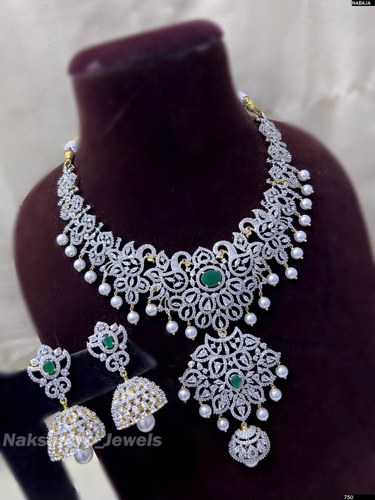 American Diamond Stones Bridal Necklace - Nakshatra Jewels