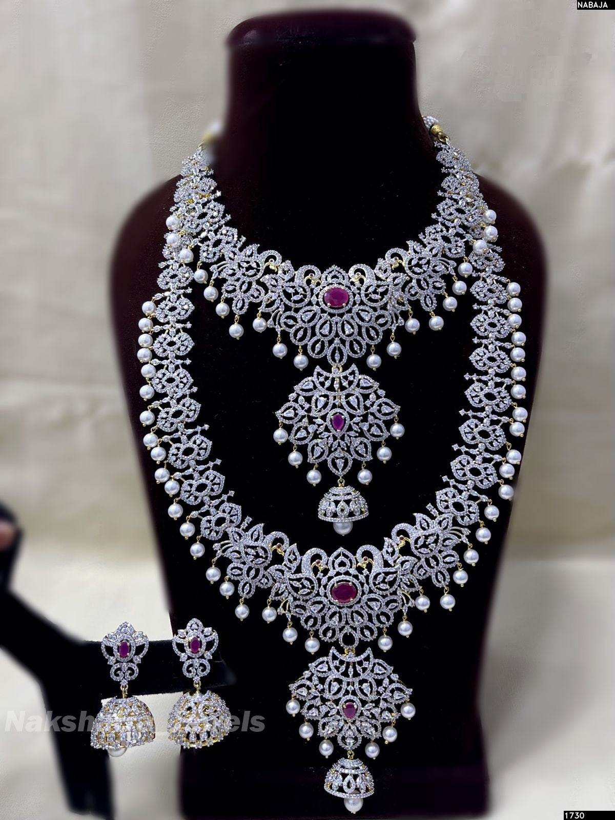 American Diamond Stones Bridal Combo Set - Nakshatra Jewels