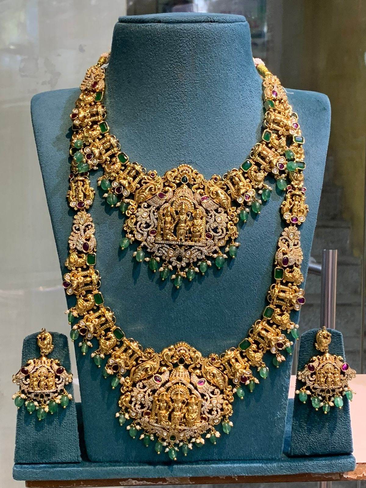 Nakshi Work with AD Stones Bridal Combo Set - Nakshatra Jewels
