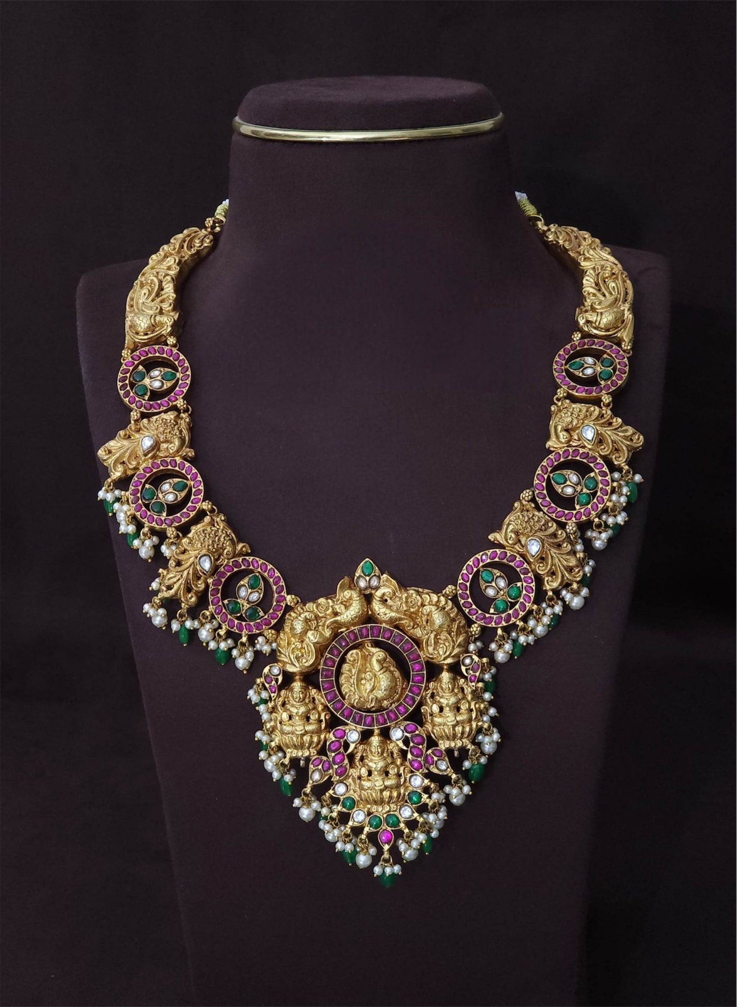 Nakshi Work with Jaadu Kundan Stones Bridal Haram - Nakshatra Jewels