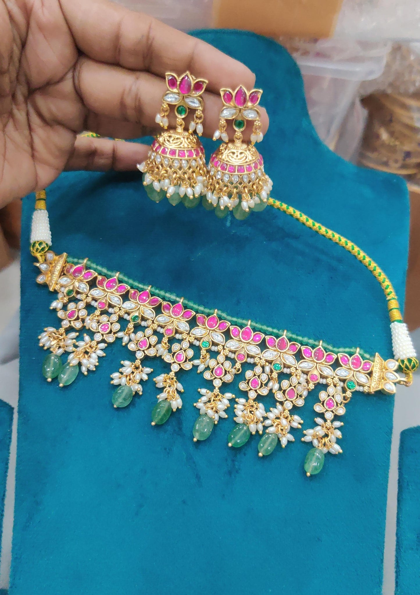 Nakshi Work with Jaadu Kundan Stones Bridal Choker