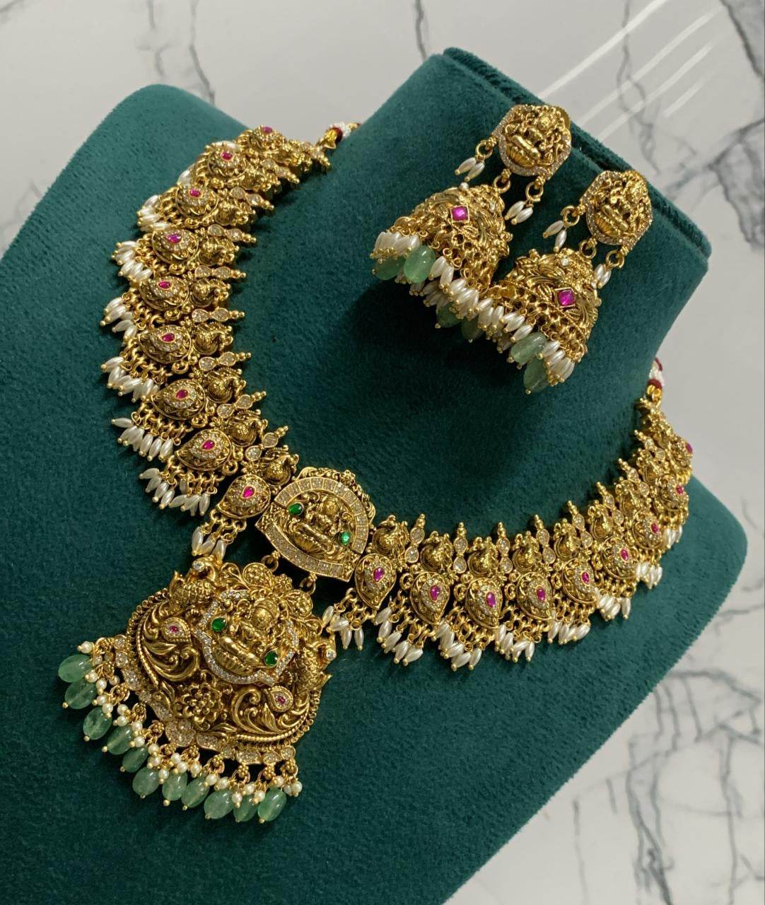 Nakshi Work with Kundan and AD Stones Bridal Necklace - Nakshatra Jewels