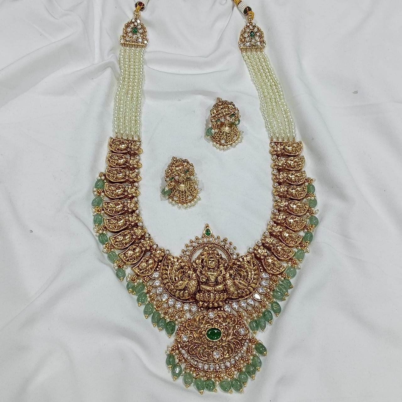 Nakshi work with AD Stones Bridal Beads Haram - Nakshatra Jewels