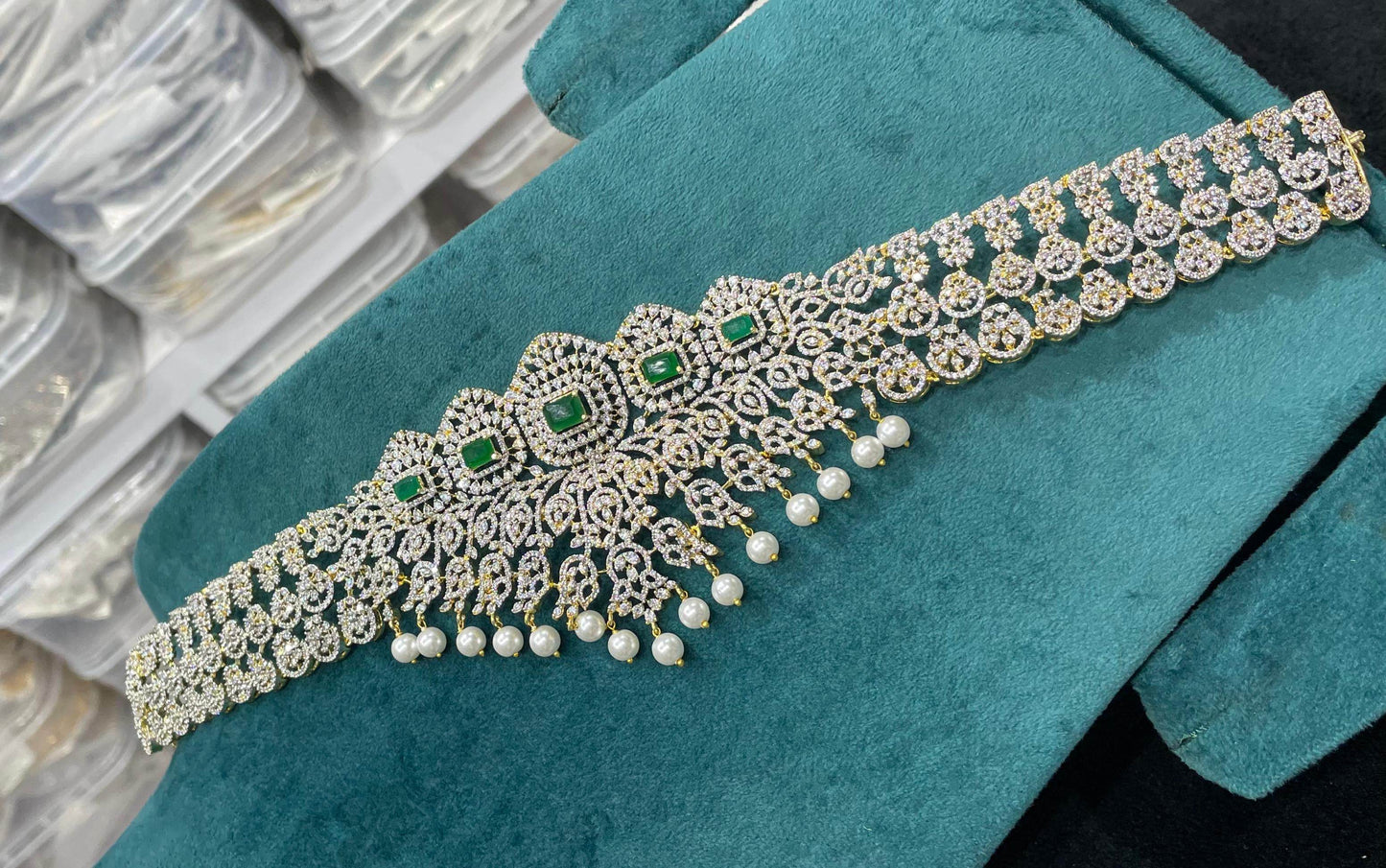 American Diamond Stones Bridal Hip Chain - Nakshatra Jewels