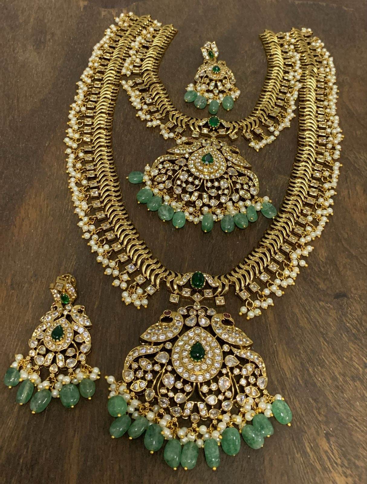 Victorian Polish AD Stones Bridal Combo Set - Nakshatra Jewels