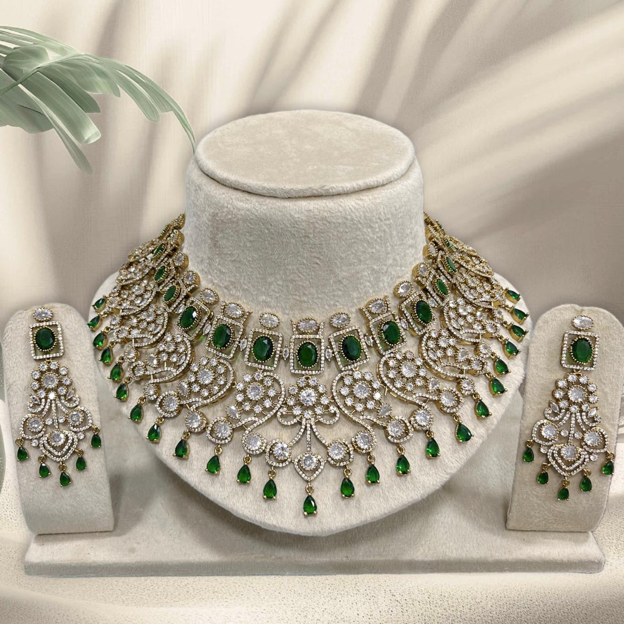 Victorian Polish with AD Stones Bridal Neck Set