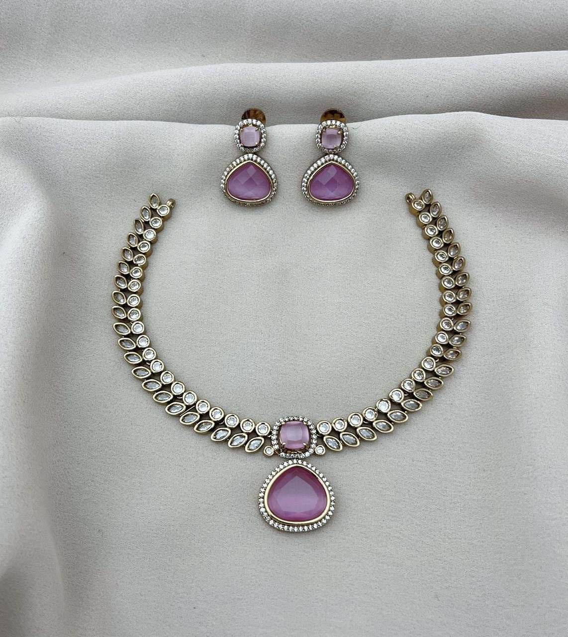 Victorian Polish AD Stones Necklace - Nakshatra Jewels
