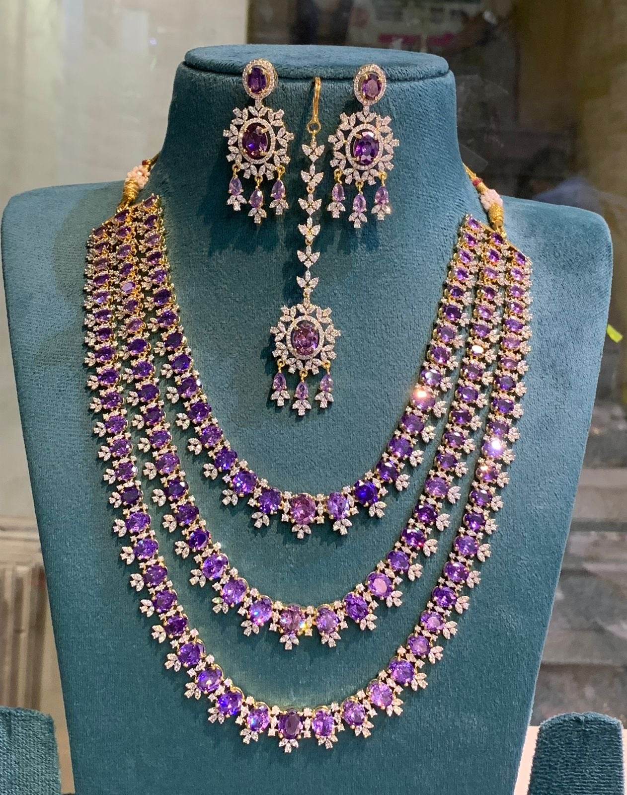 American Diamond Stones Bridal Layer Haram - Nakshatra Jewels