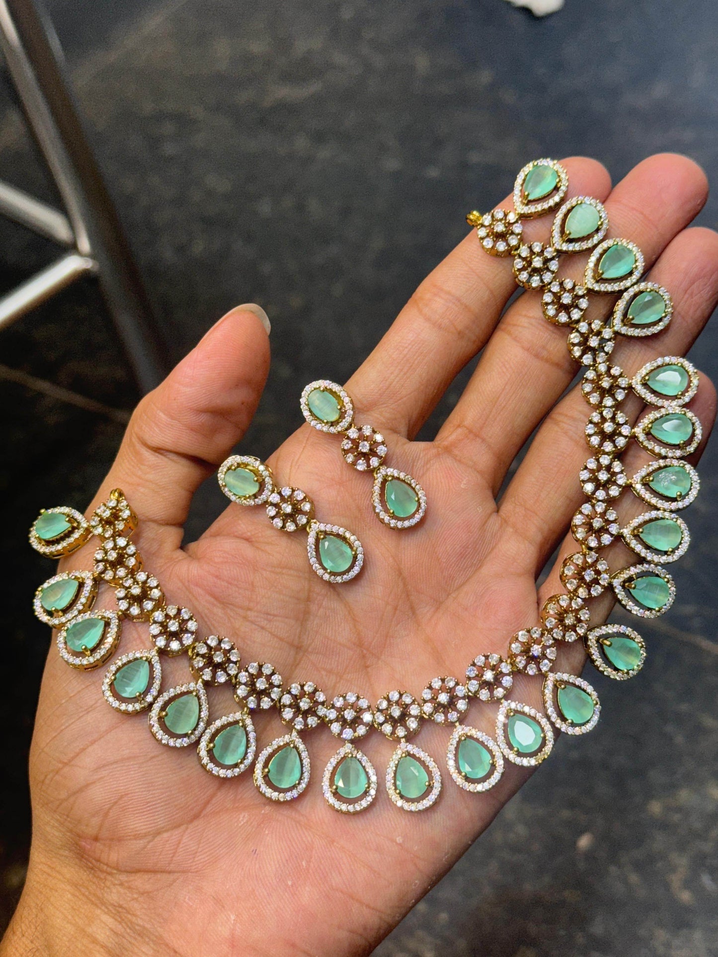 Victorian Polish AD Stones Necklace - Nakshatra Jewels