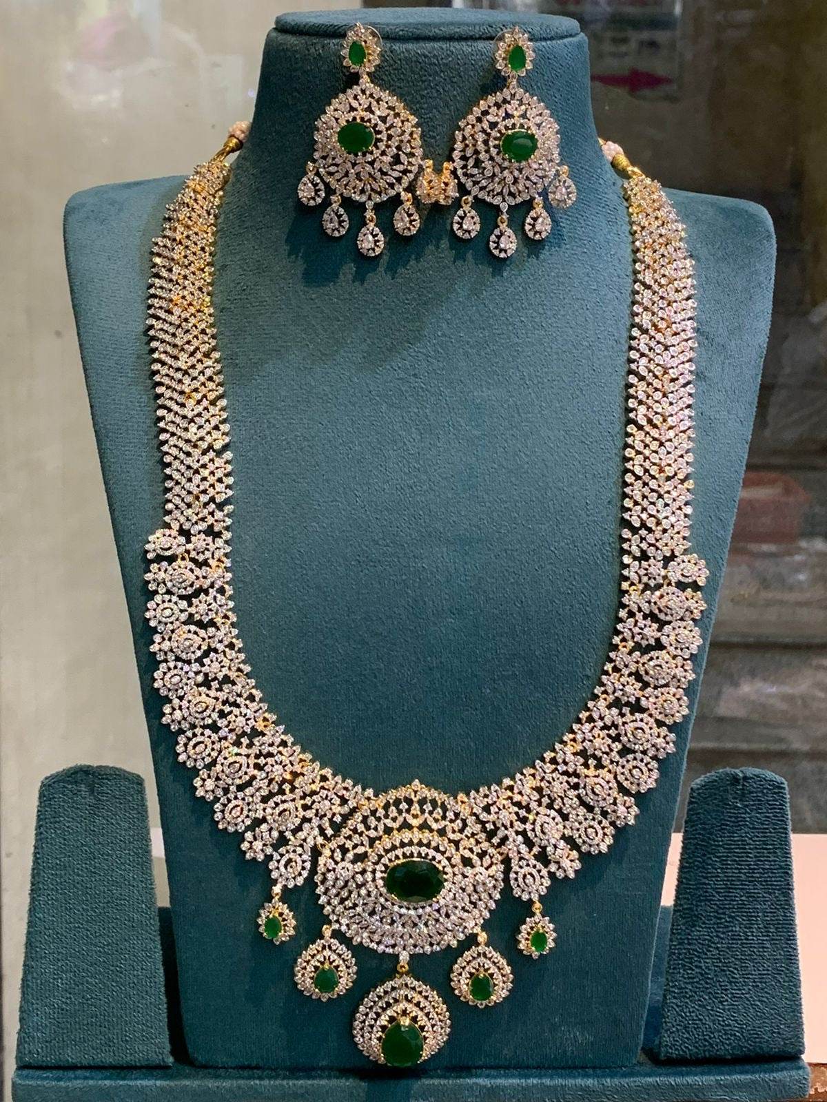 American Diamond Stones Bridal Haram - Nakshatra Jewels