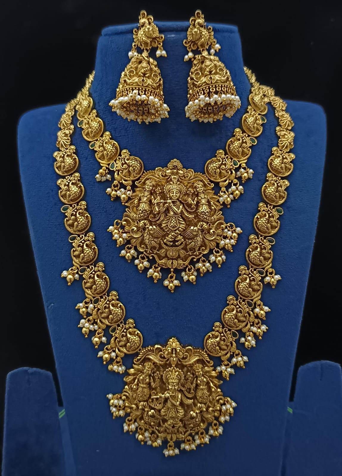 Nakshi Work with AD stones Bridal combo set - Nakshatra Jewels