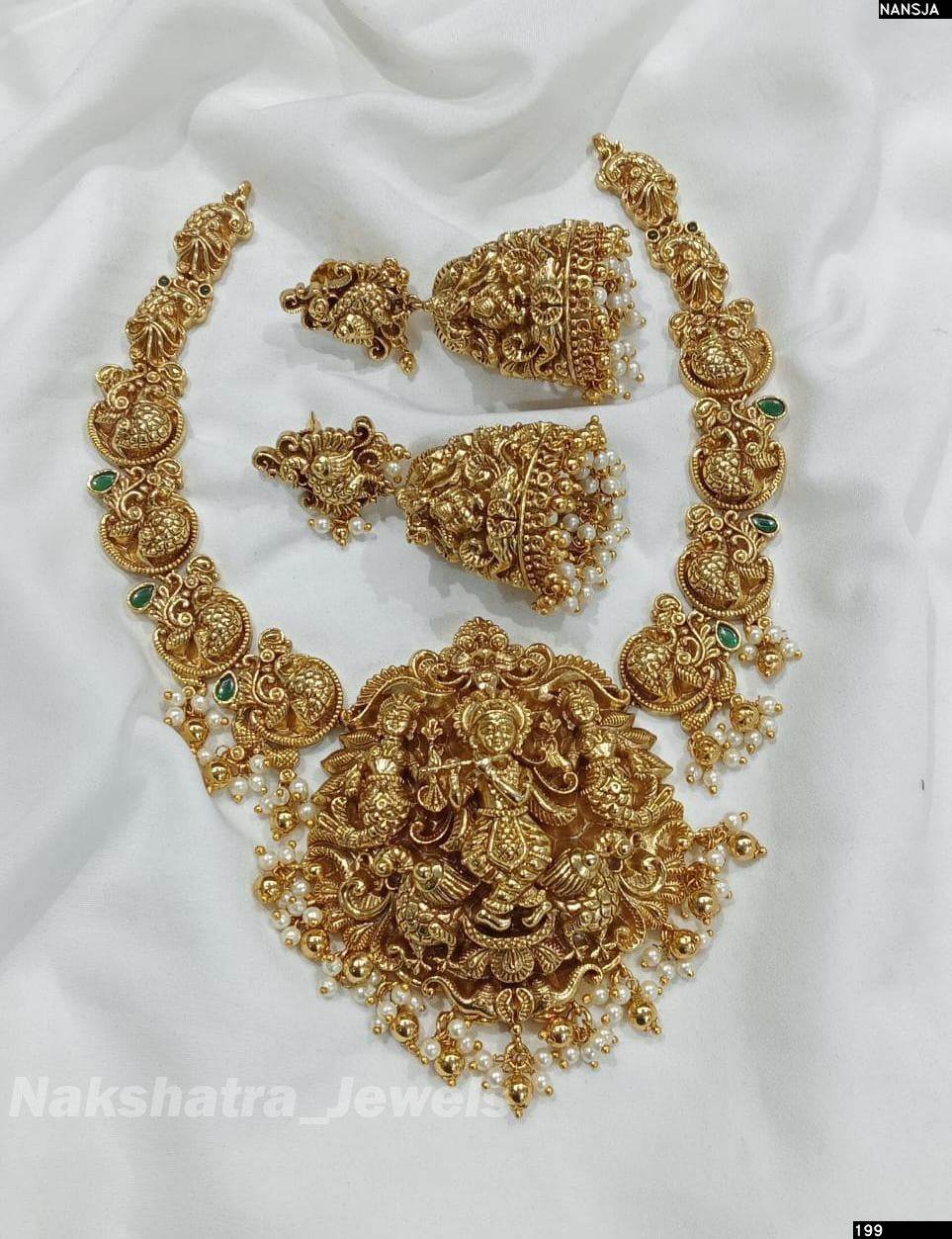 Nakshi Work with Jadau Kundan Stones Bridal Necklace - Nakshatra Jewels