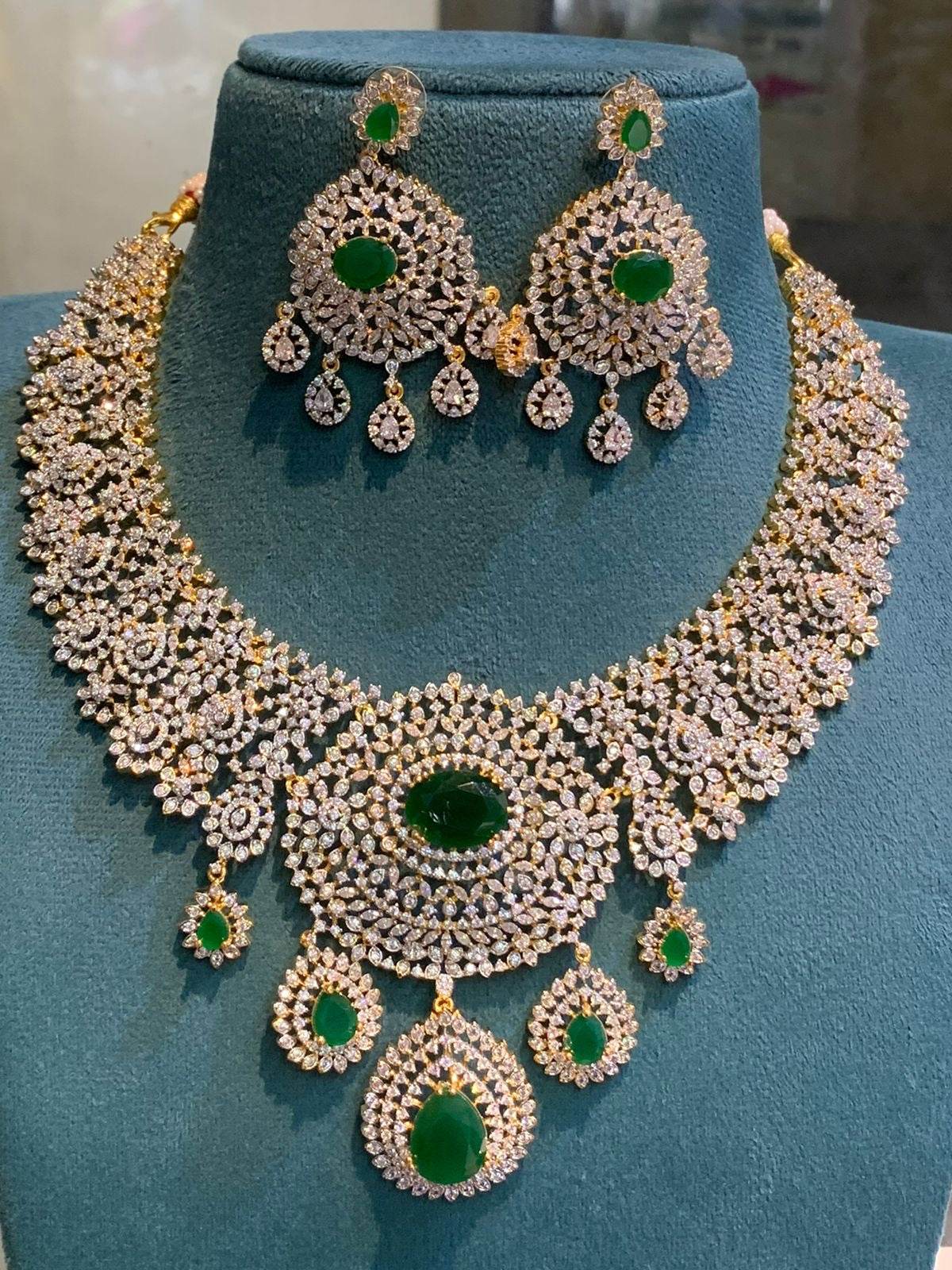 American Diamond Stones Bridal Necklace - Nakshatra Jewels