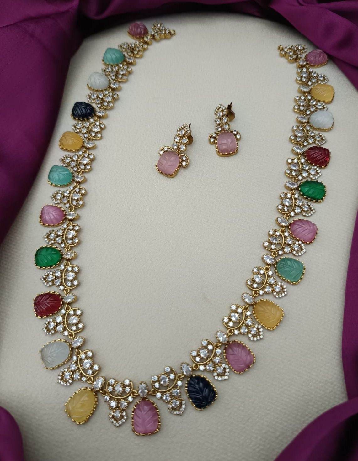 Victorian Polish with AD Stones Bridal Haram - Nakshatra Jewels