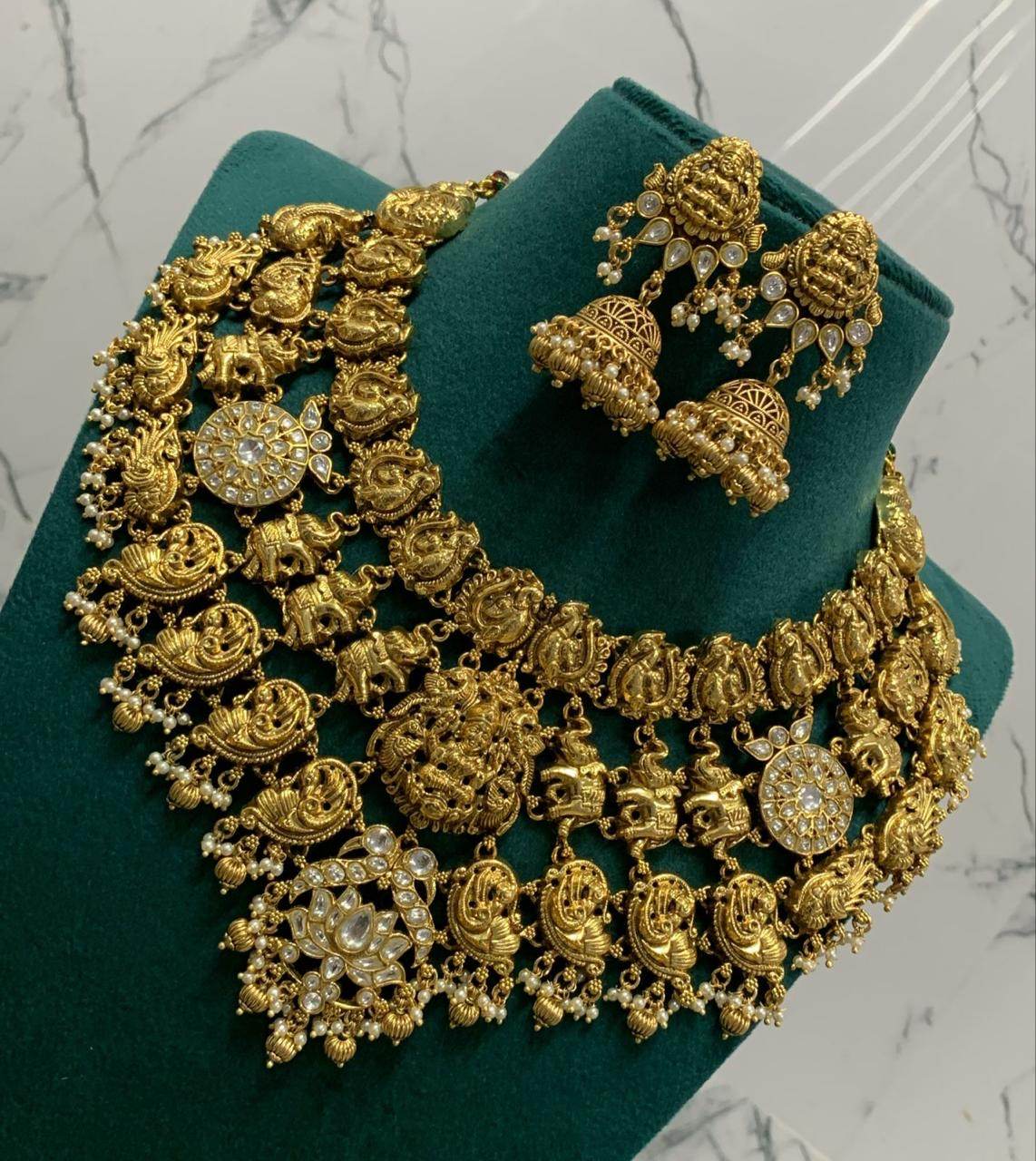 Nakshi Work with Kundan Stones Bridal Neckset - Nakshatra Jewels