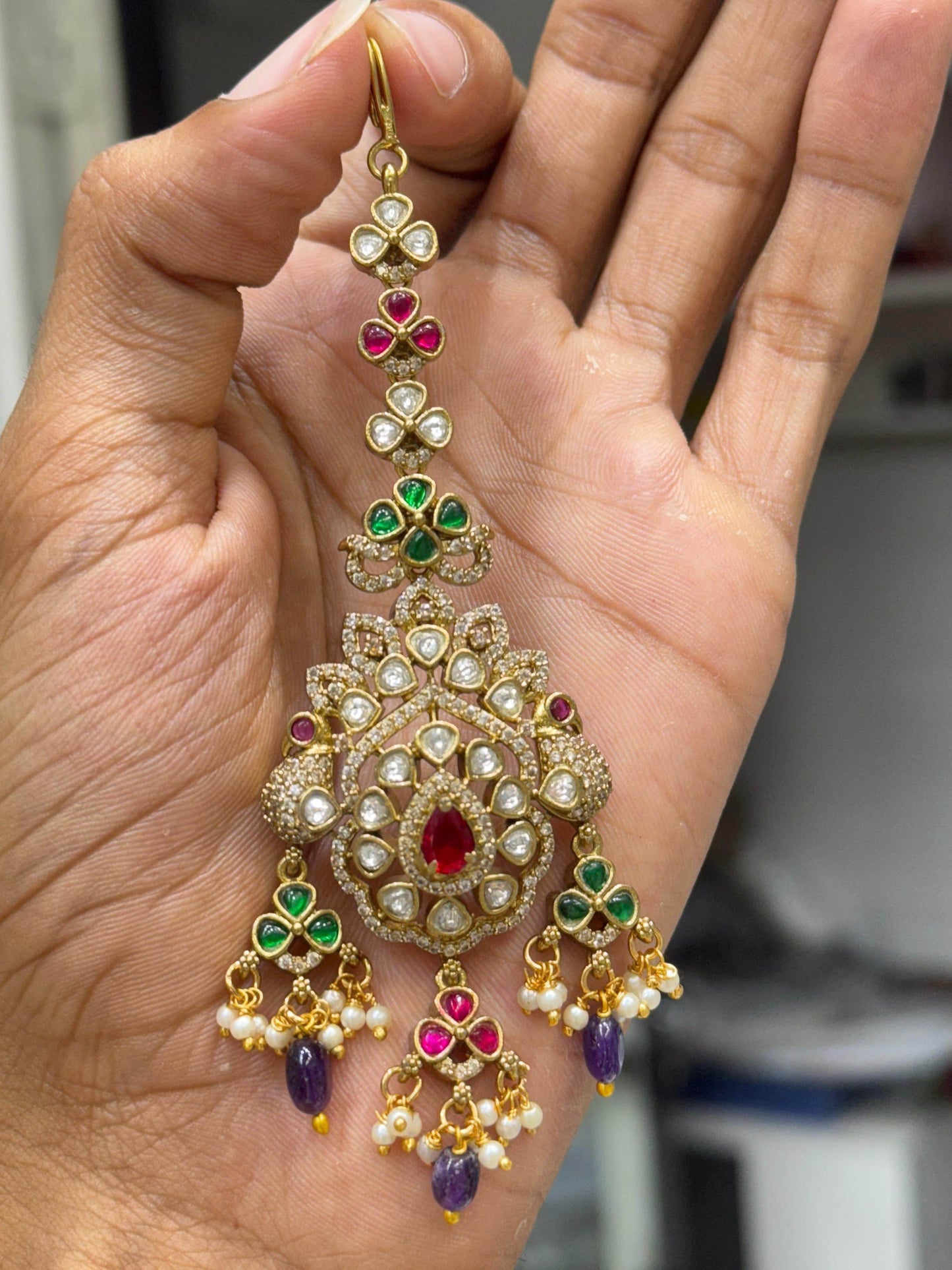 Victorian Polish AD Stones Tikka - Nakshatra Jewels