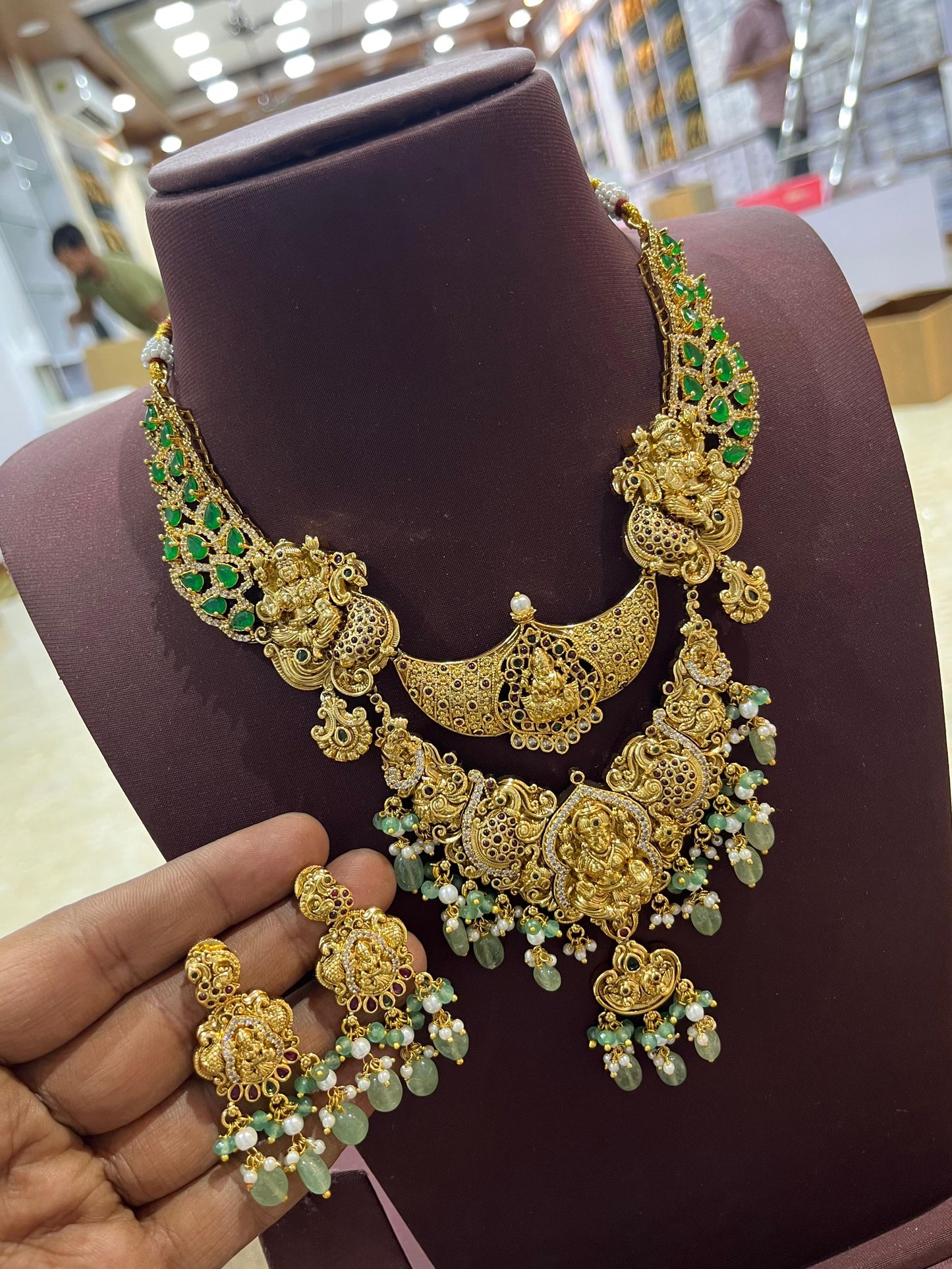 Nakshi Work with AD Stones Bridal Necklace