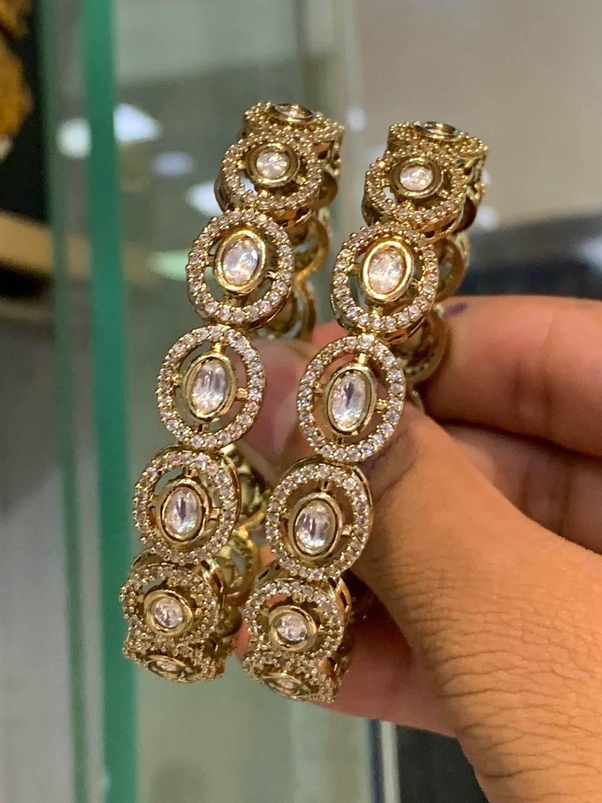 Victorian Polish AD Stone Bangles - Nakshatra Jewels