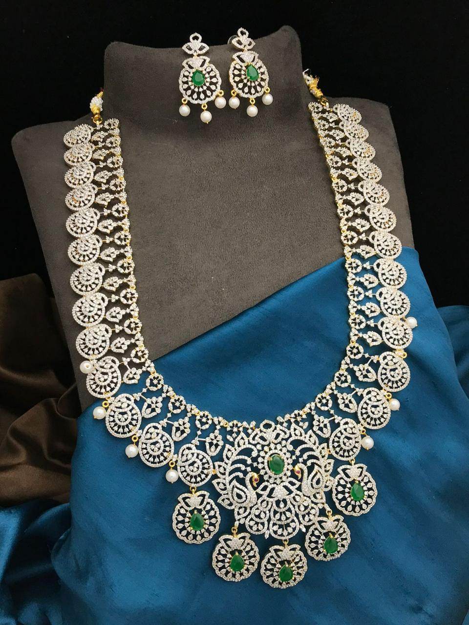 American Diamond Stones Bridal Haram - Nakshatra Jewels