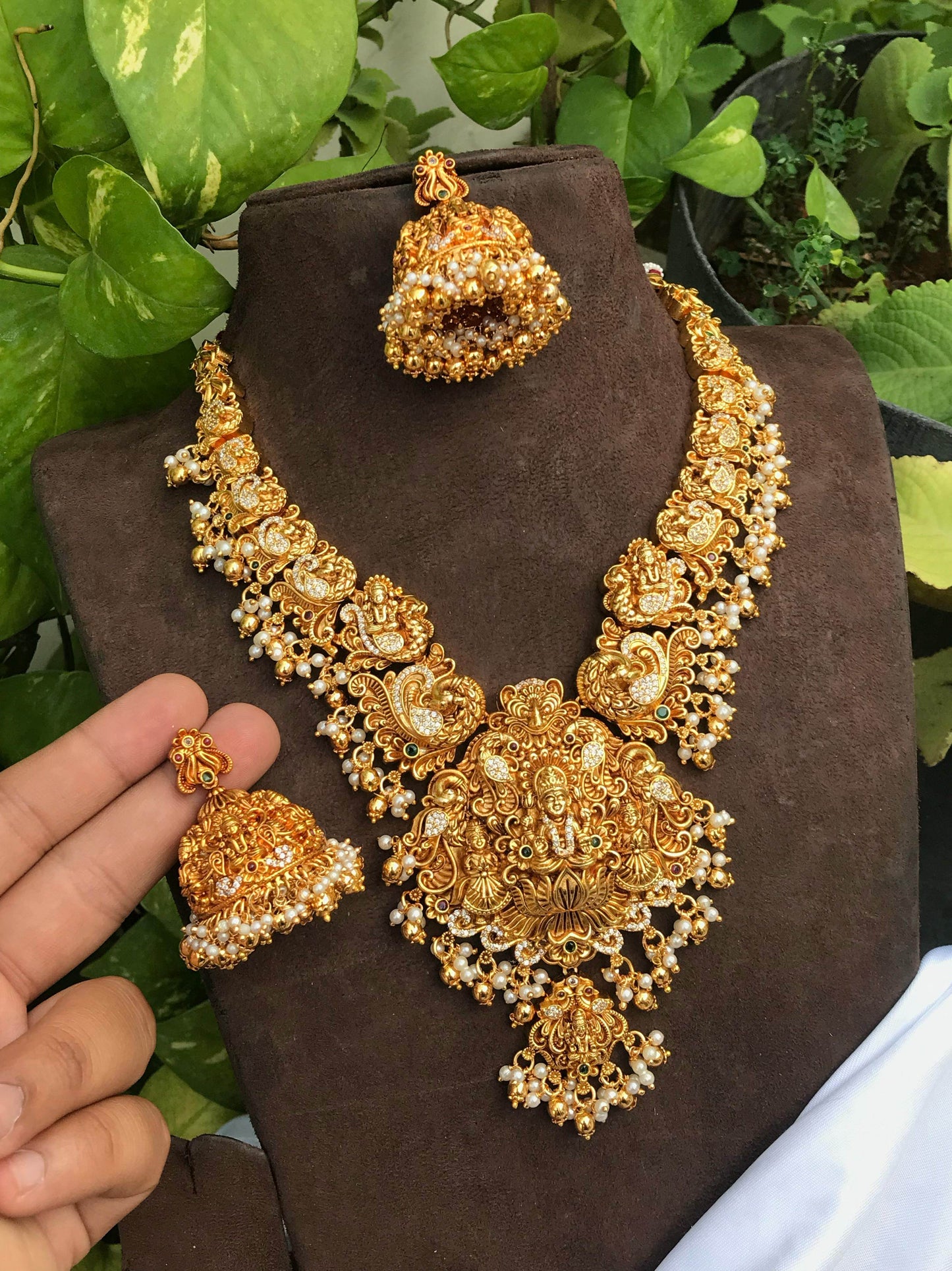 Nakshi Work with AD Stones Bridal Necklace - Nakshatra Jewels