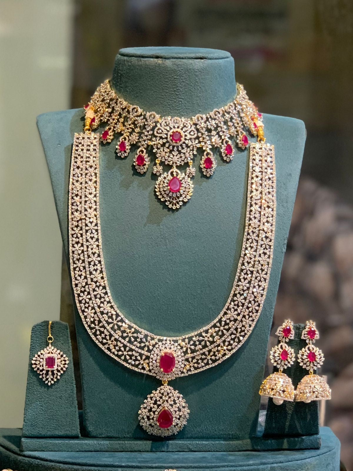 American Diamond Stones Bridal Combo Set