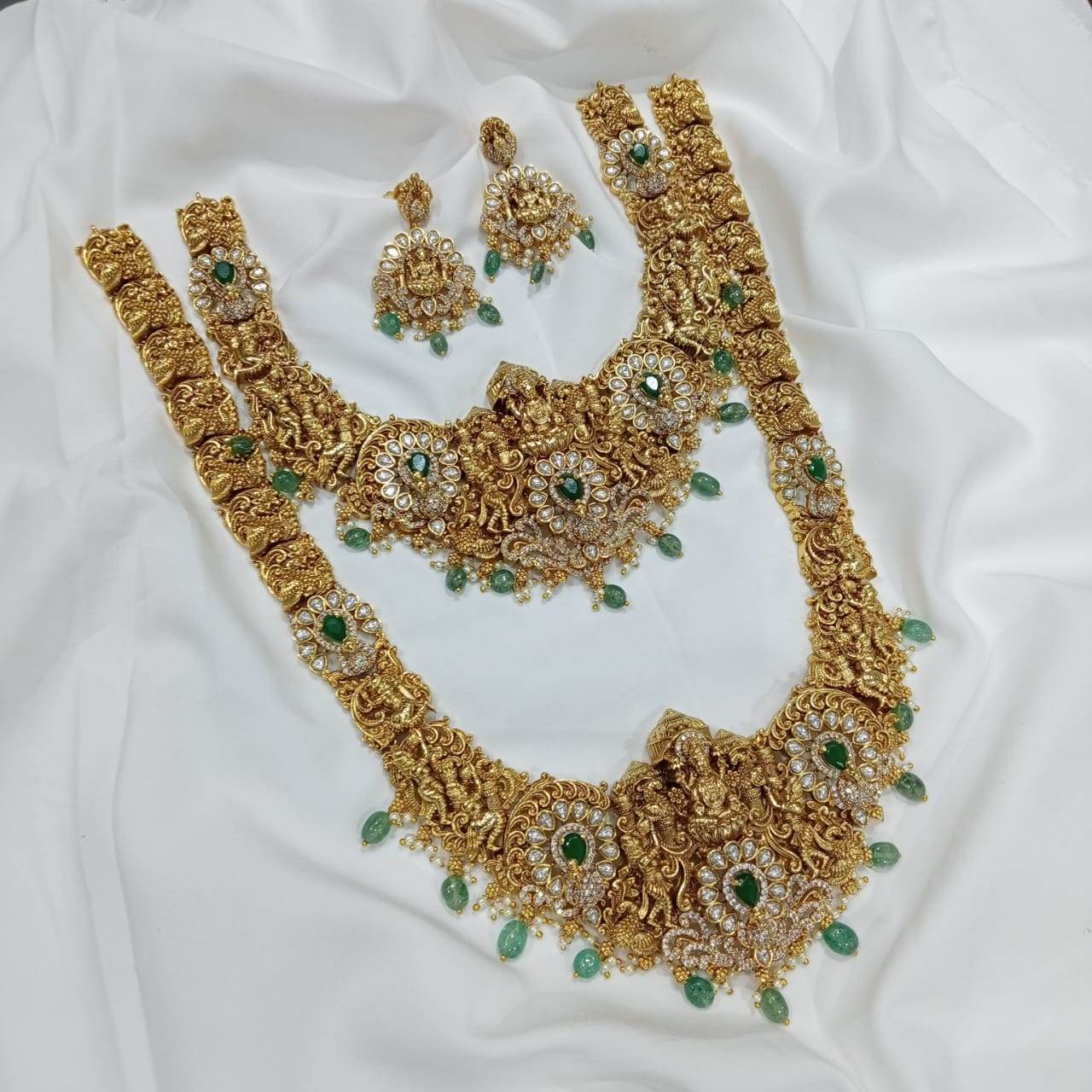 Nakshi Work with AD Stones Bridal Combo Set - Nakshatra Jewels