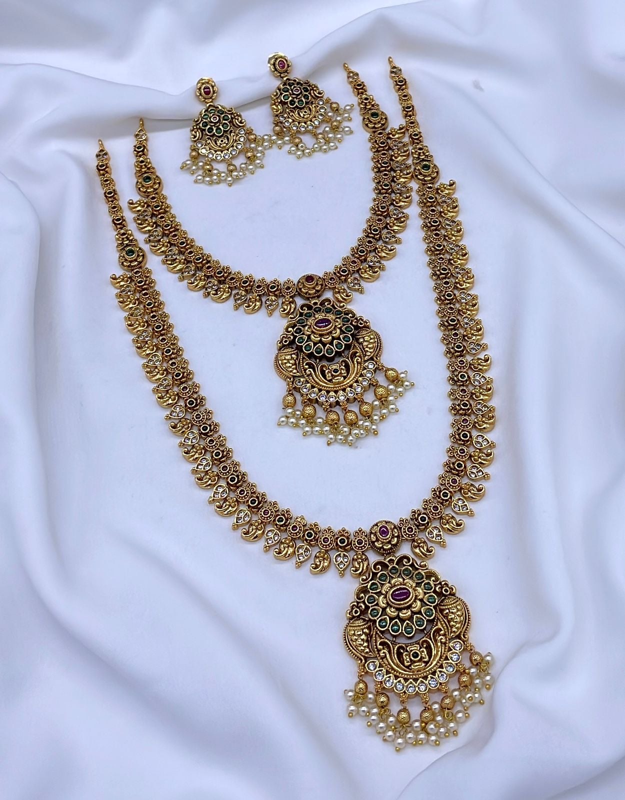 Nakshi Work with Kempu Stones Combo Set